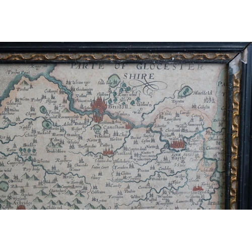 473 - William Kip (active circa 1585-1618) an early decorative engraved map of Somerset, in Hogarth frame