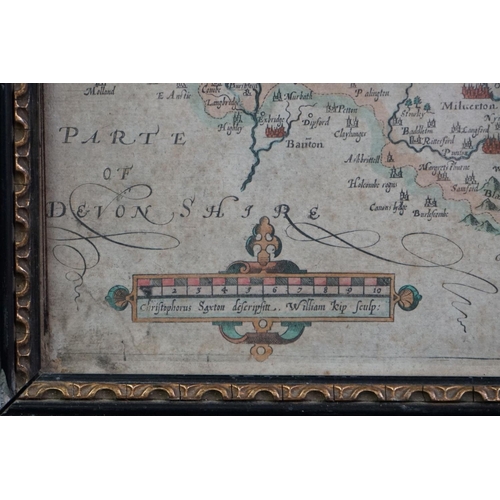 473 - William Kip (active circa 1585-1618) an early decorative engraved map of Somerset, in Hogarth frame