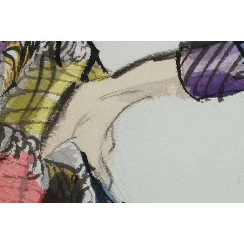 476 - Brian Stonehouse (1918-1998) Watercolour of a Lady wearing a multi-coloured dress (unsigned by marke... 