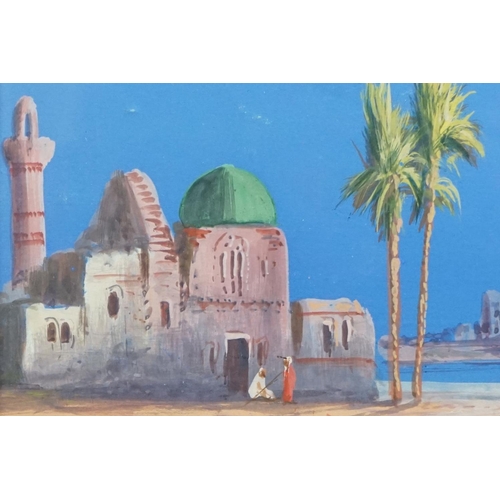 480 - B Rappino, early 20th century orientalist gouache, Middle Eastern scene with figures and camels, sig... 