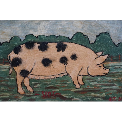 482 - Pair of oils on board of pigs, one titled ' Nelly ' & the other ' Spot, ' (2)