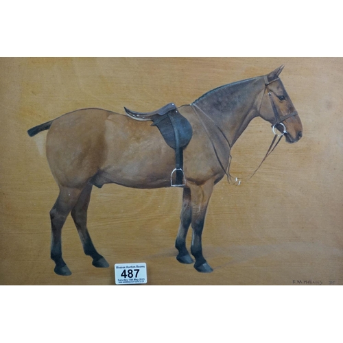 487 - Florence Mabel Hollams (1876 - 1963), Oil Painting on Panel of Hunter Horse ' Taffy ', signed lower ... 