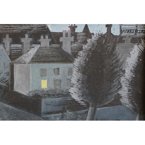 503 - 20th century en grisaille, a riverside town view by moonlight, 28cm x 33cm, gilt framed