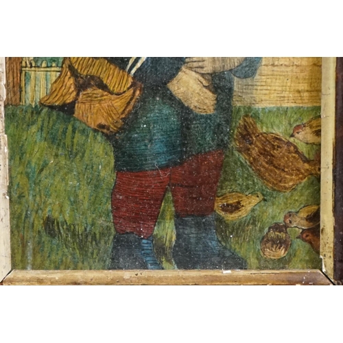 509 - Small oil painting of a farm boy dressed in a sailor's uniform, 15cm x 10cm