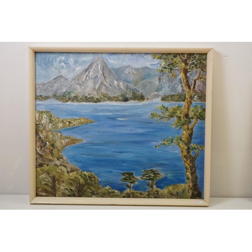 520 - Three Oil Paintings including Oil on Board of Figures on a Boat, Eva O'Connell Killarney Lakes and a... 