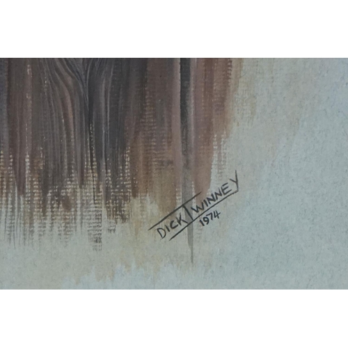 521 - Dick Twinney Watercolour of a Tawny Owl signed and dated 1974, 44cm x 31cm together with 19th centur... 