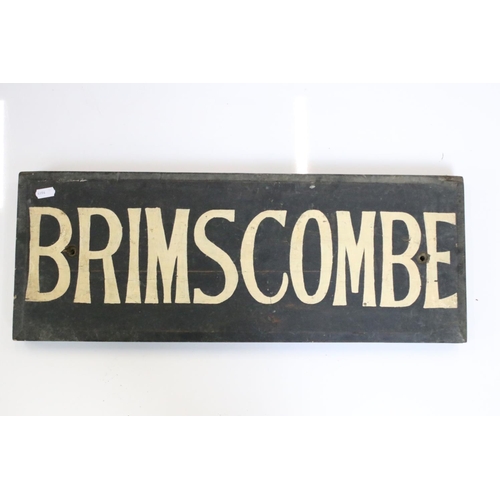 160 - Two Wooden Railway Station style Village Signs ' Nailsworth ' and Brimscombe ', both 61cm long