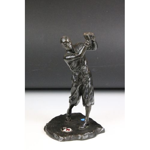 334 - Art Deco spelter golf trophy lacking club, a Corinthian column candlestick & a pair of silver plated... 