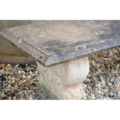 523 - Reconstituted stone garden seat / bench, 122cm long x 41cm high