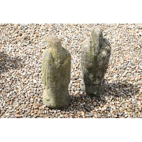 530 - Pair of Reconstituted Stone Garden Eagles, 49cm high