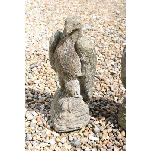 530 - Pair of Reconstituted Stone Garden Eagles, 49cm high