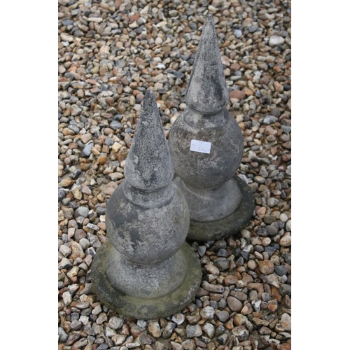 531 - Pair of Reconstituted Stone Pillar Finials, 45cm high