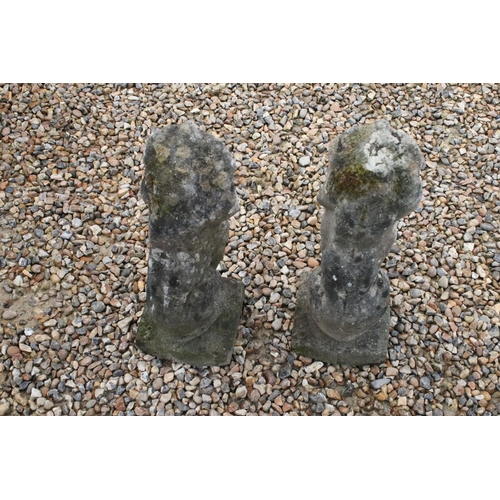 532 - Pair of Reconstituted Stone Garden Lions, 58cm high