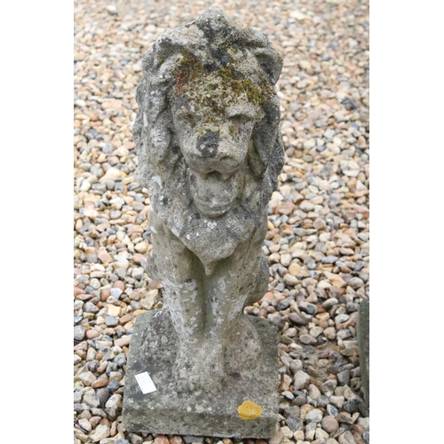 532 - Pair of Reconstituted Stone Garden Lions, 58cm high