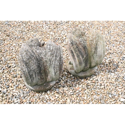 535 - Pair of Garden reconstituted stone gargoyles, 43cm high