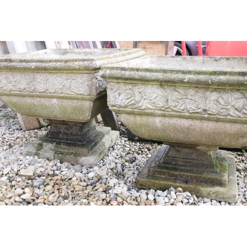 539 - Pair of Large Garden Reconstituted Stone square planters, 52cm wide x 45cm high