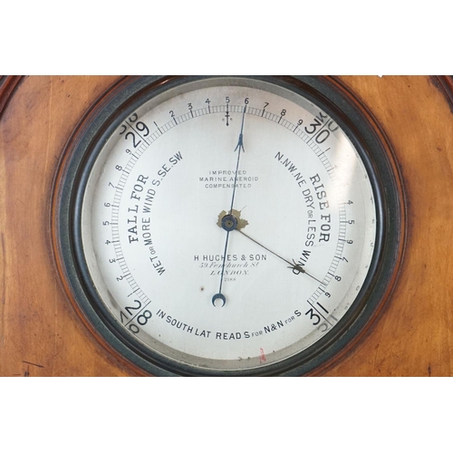 162 - Late 19th / Early 20th century  Domed Walnut Cased Wall Hanging Barometer by H Hughes of London with... 