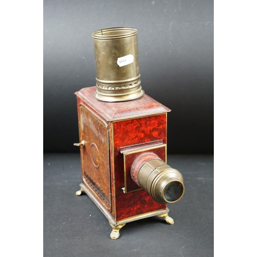 429 - Tin plate Magic Lantern with a selection of slides