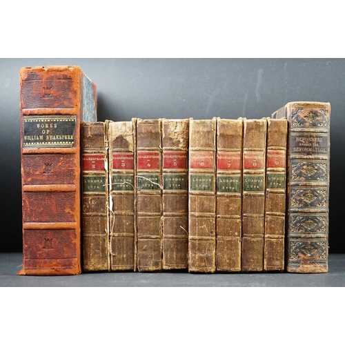 433 - Group of 18th & 19th century books, to include Shakespeare 1774 x 8, Works of William Shakespeare 18... 