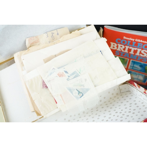 437 - Box of stamps, loose and on letters, GB and World, with a few mint stamps and FDCs