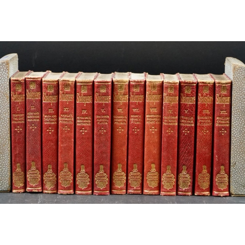 438 - Set of 13 Shakespeare Handy-Volume books, published by Bradbury, Agnew & Co London, with two bookend... 