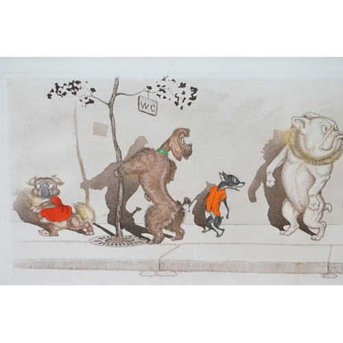 461 - Two Signed Boris O'Klein Humorous Dog Prints titled P' Etouidic and Le Malentendu, both signed in pe... 