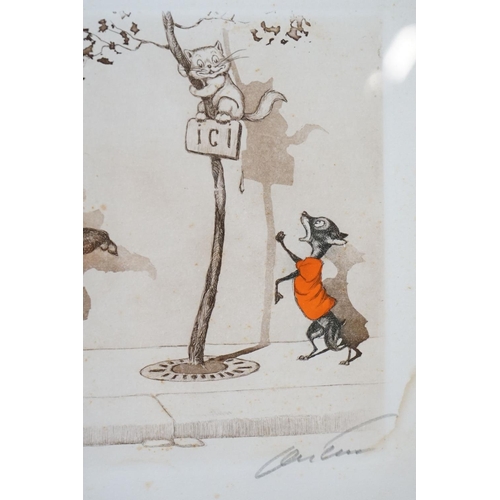 461 - Two Signed Boris O'Klein Humorous Dog Prints titled P' Etouidic and Le Malentendu, both signed in pe... 