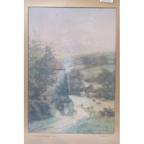 471 - Oil Painting under Glass of a Figure entering a Cottage within a Landscape, 32cm x 47cm together wit... 