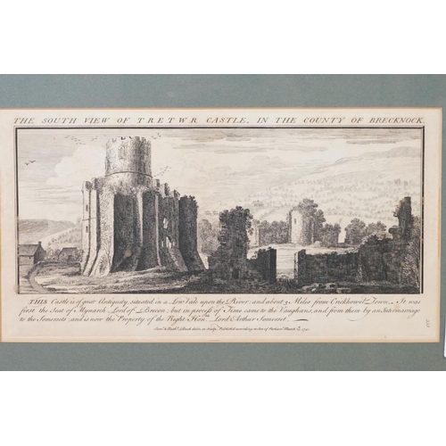 488 - Antique Engraving ' The South View of Tretwr Castle in the County of Brecknock ', 20cm x 30cm togeth... 