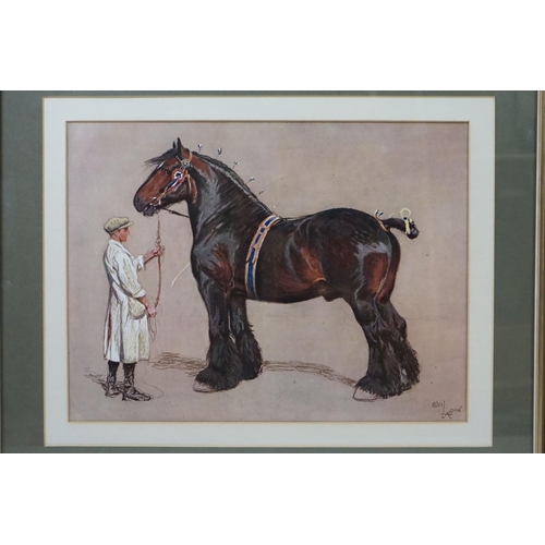 497 - Two Cecil Aldin Horse Prints including a Man showing a Shire Horse and a Hunter with Two Hounds, eac... 