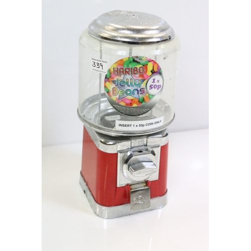 339 - A Beaver coin operated sweet dispenser with Haribo jelly beans label.