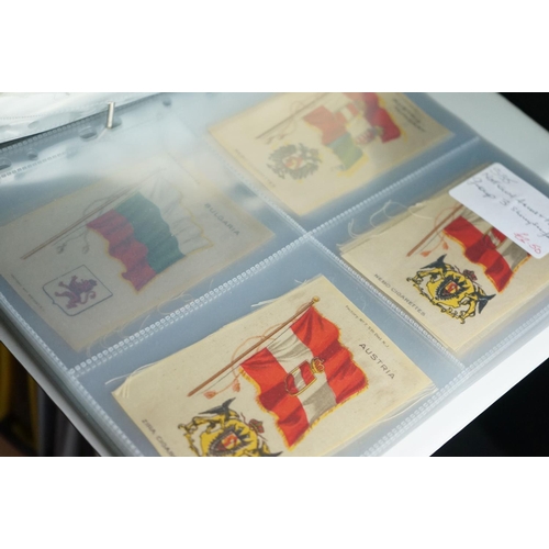 413 - Cigarette cards - Collection of several hundred silks and blankets in ten modern binders, flags, act... 