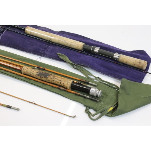 400 - A collection of four vintage fishing rods to include a Hardy example.