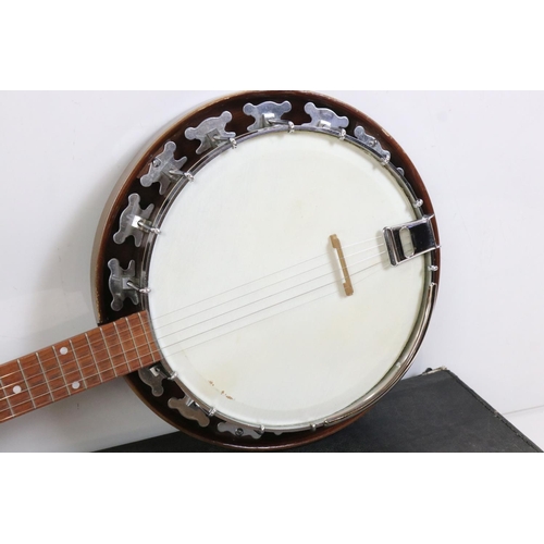 405 - A vintage Dallas five string banjo in original fitted case.