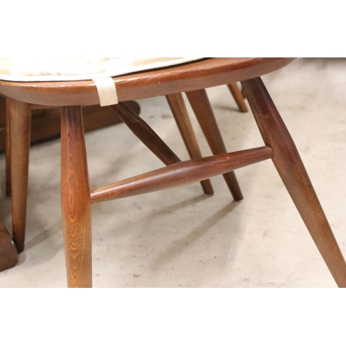 607 - Set of Six Ercol Elm and Beach Dining Chairs with Fleur de Lys Hoop Backs and seat pads together wit... 