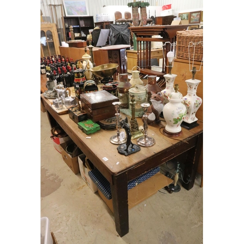 640 - Large 19th century Oak Farmhouse Dining Table raised on square supports, 199cm long x 98cm wide x 75... 