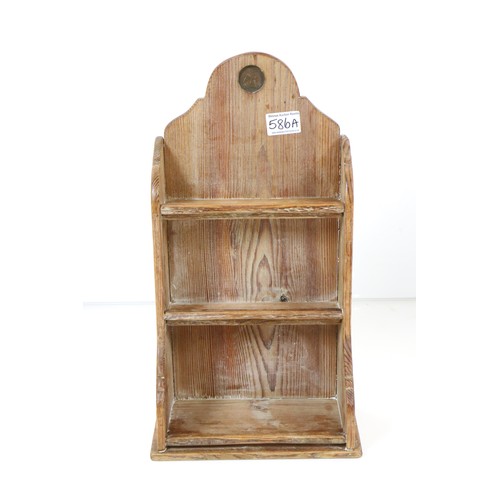 568A - 19th century style Pine ' Penny Inset ' Shelf, 24cm wide x 44cm high