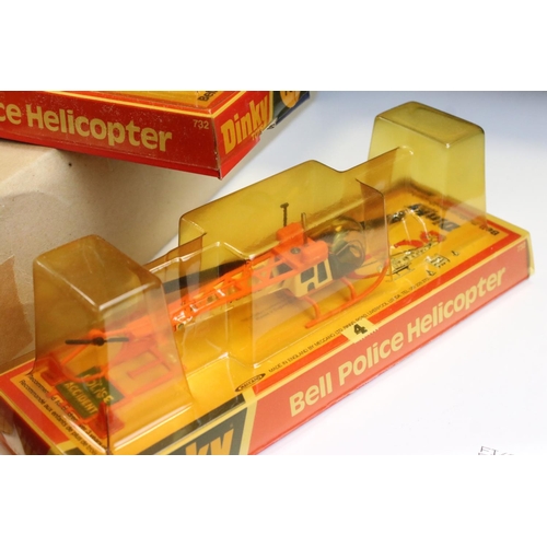 1317 - Ex Shop Stock Dinky - Six 732 Bell Police Helicopter diecast models contained within opened trade bo... 