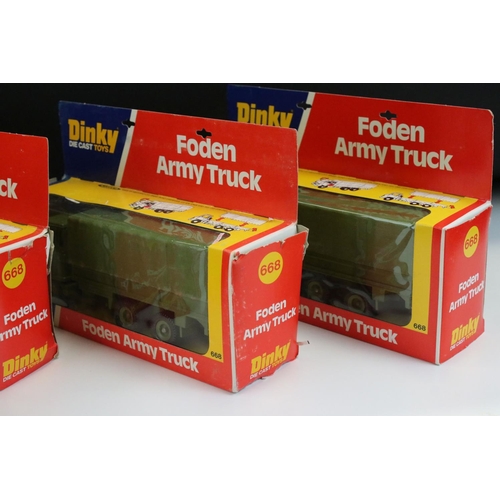 1239 - Ex Shop Stock Dinky - 16 Boxed Dinky 668 Foden Army Truck diecast models, diecast ex, boxes show som... 