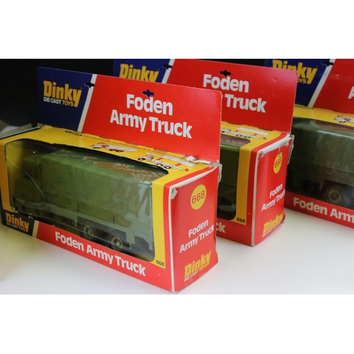 1239 - Ex Shop Stock Dinky - 16 Boxed Dinky 668 Foden Army Truck diecast models, diecast ex, boxes show som... 