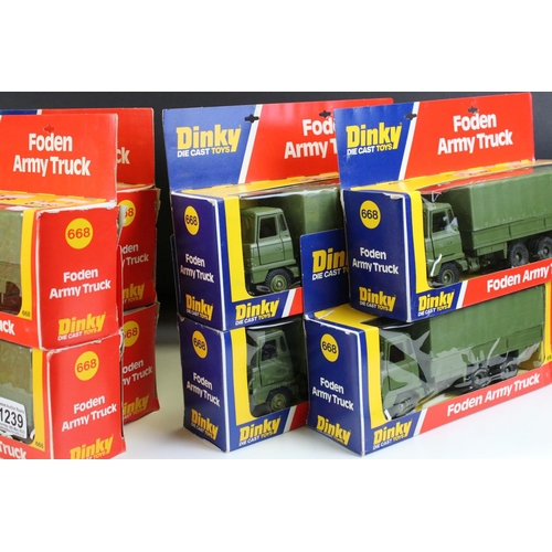 1239 - Ex Shop Stock Dinky - 16 Boxed Dinky 668 Foden Army Truck diecast models, diecast ex, boxes show som... 