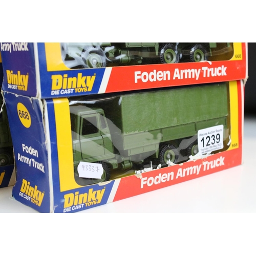 1239 - Ex Shop Stock Dinky - 16 Boxed Dinky 668 Foden Army Truck diecast models, diecast ex, boxes show som... 