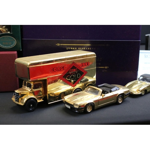 1248 - 17 Boxed gold plated / gold finish diecast models, mostly Corgi examples, to include Corgi 007 Goldf... 