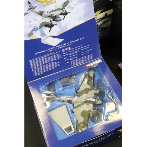 1249 - Ten boxed / cased Corgi ' The Aviation Archive ' diecast models, mostly 1:72 scale, to include 3 x M... 