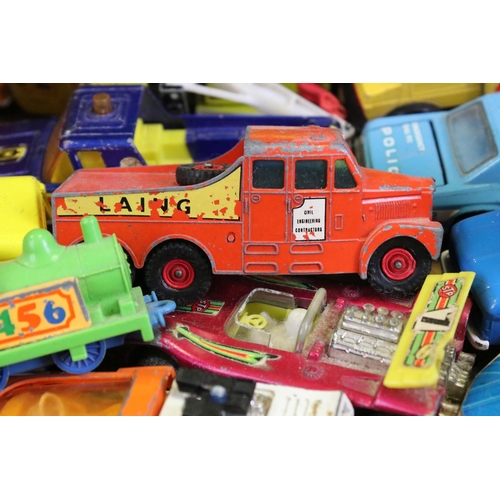 1253 - Over 35 mid 20th C onwards play worn diecast models to include Matchbox & Dinky, featuring Dinky Sup... 