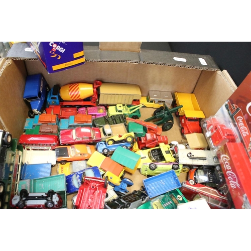 1262 - Quantity of play worn mid 20th C onwards diecast models to include Matchbox, Dinky, Corgi etc plus a... 