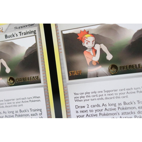 1494 - Pokémon Trading Cards - Three Legends Awakened Staff Pre-release Buck's Training cards, ex