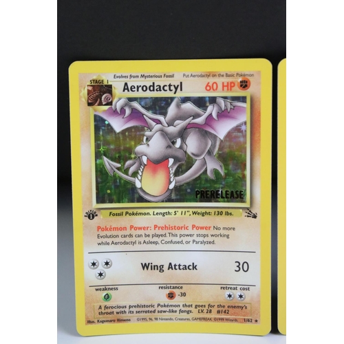 1495 - Pokémon Trading Cards - Three Wizards Of The Coast Pokemon Aerodactyl Fossil First Edition Pre Relea... 