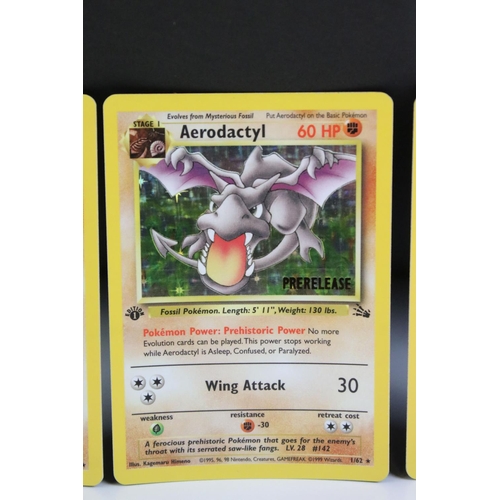 1495 - Pokémon Trading Cards - Three Wizards Of The Coast Pokemon Aerodactyl Fossil First Edition Pre Relea... 