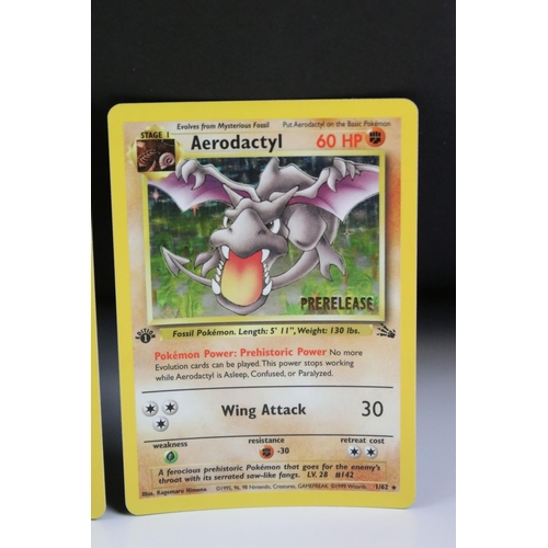 1495 - Pokémon Trading Cards - Three Wizards Of The Coast Pokemon Aerodactyl Fossil First Edition Pre Relea... 